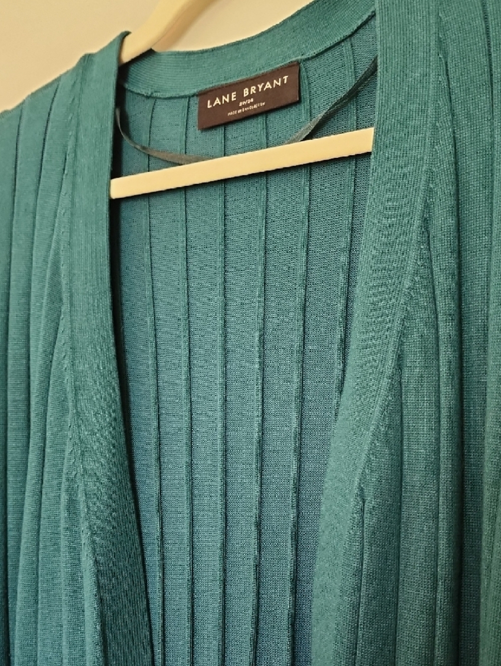 Lane Bryant Dark Teal Ribbed Open Cardigan - Picture 4 of 4